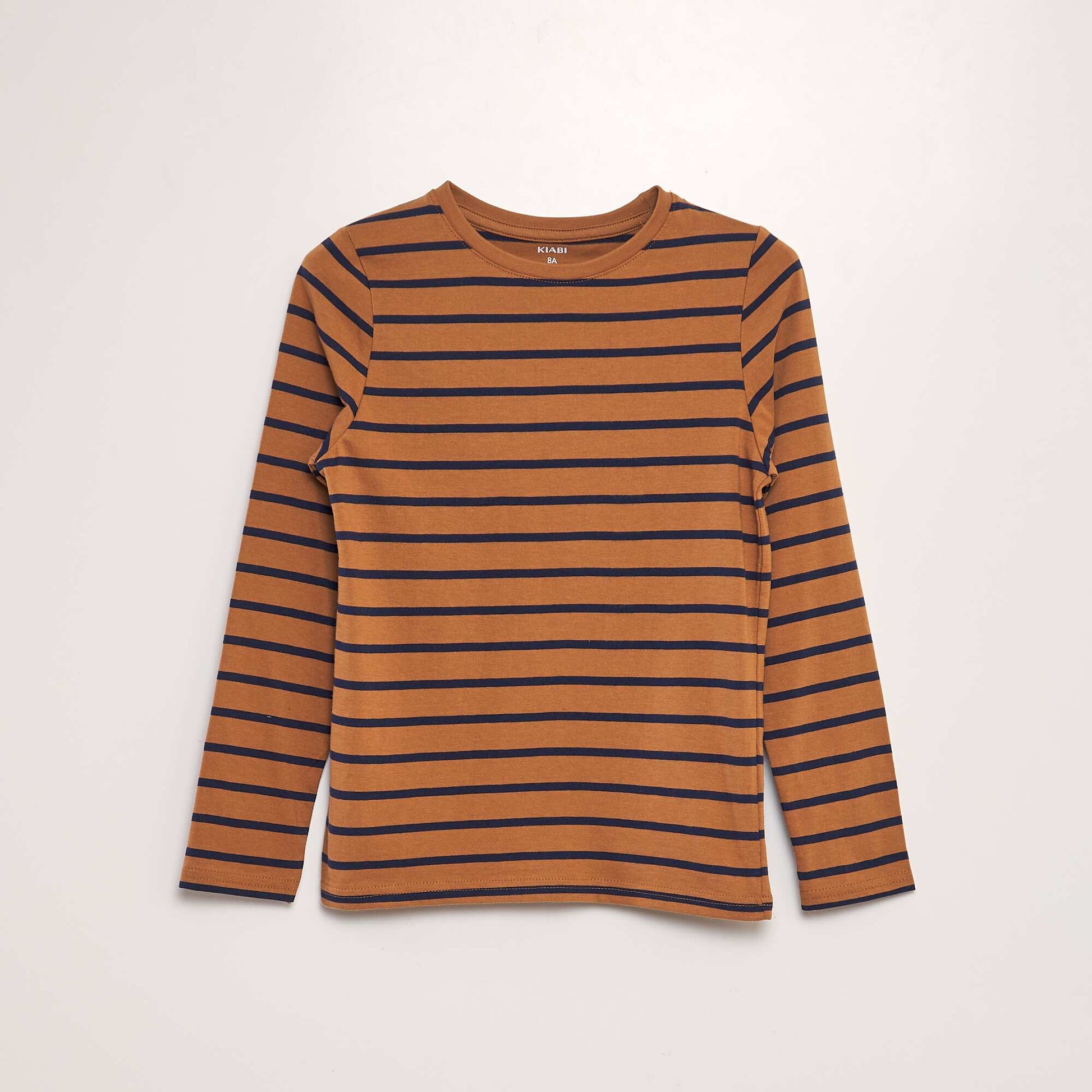 T-shirt en coton rayures Marron