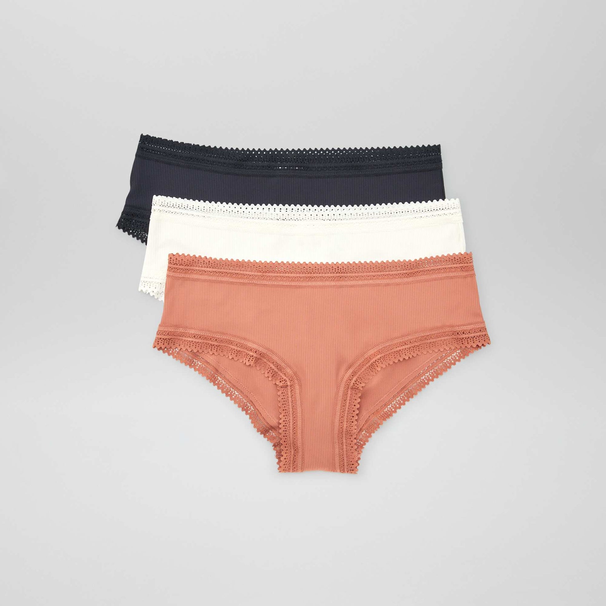 Lot de 3 shorty côtelés BEIGE/ROSE/NOIR