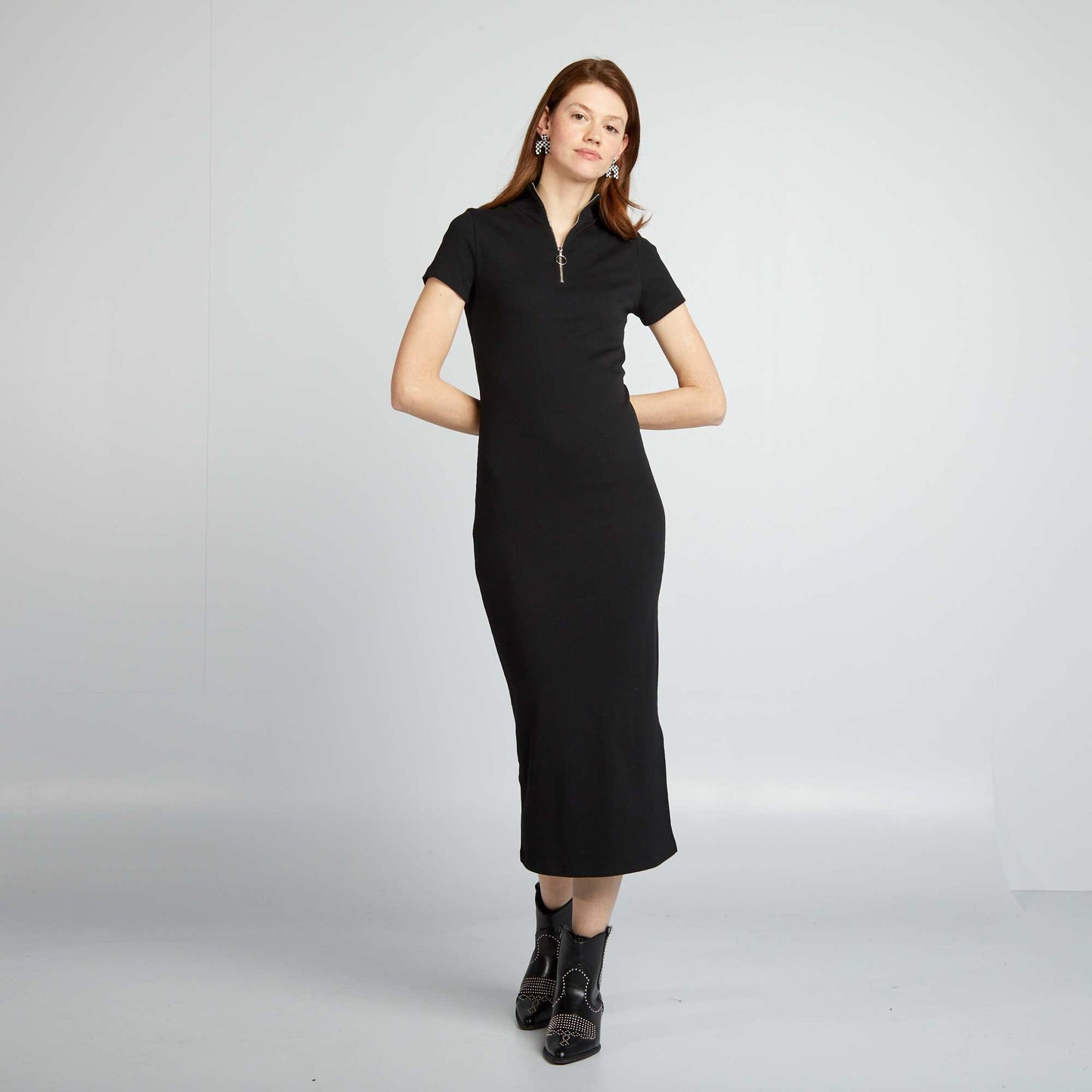 Robe midi en maille c tel e noir