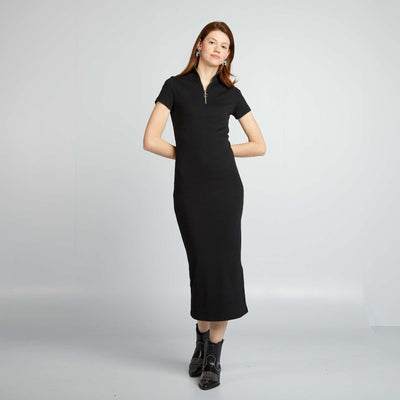 Robe midi en maille c tel e noir