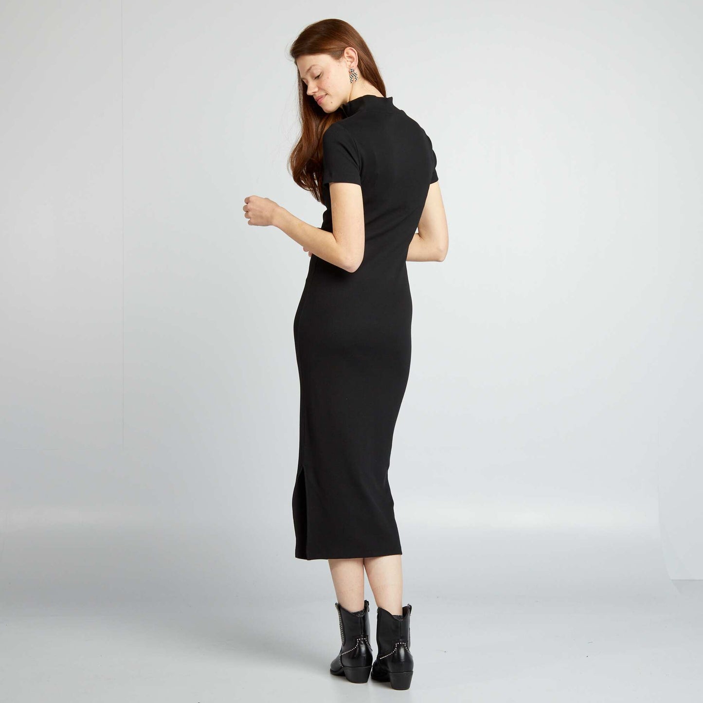 Robe midi en maille c tel e noir