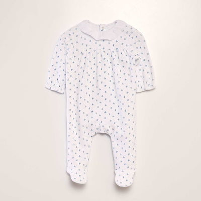 Dors-bien en velours imprim fleurs Blanc