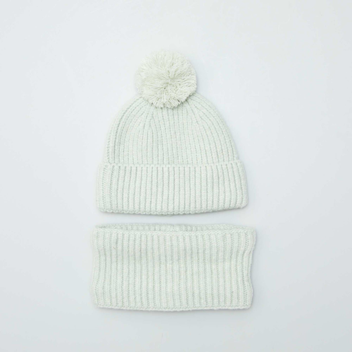 Ensemble bonnet + snood en double polaire Vert