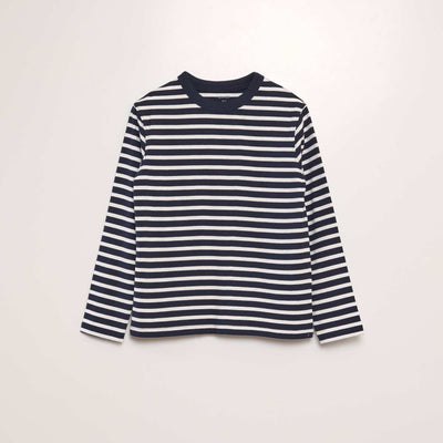 T-shirt en maille jersey paisse - Tough Cotton Bleu marine/blanc