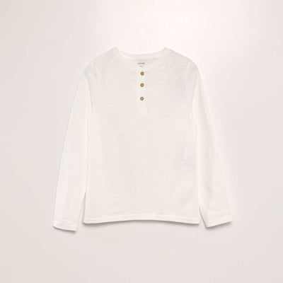 T-shirt col tunisien blanc