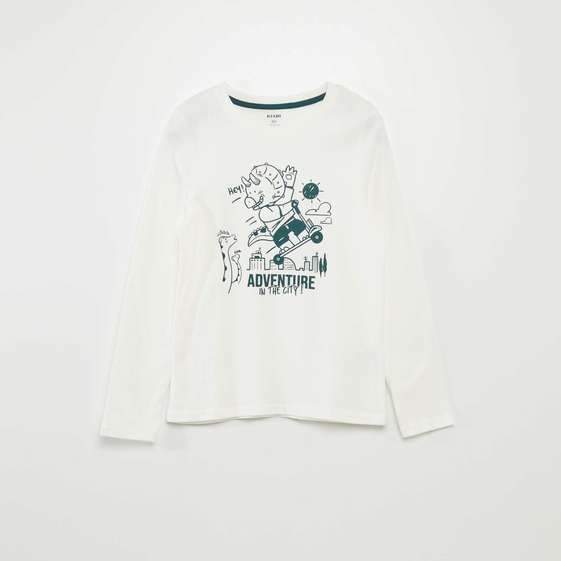 T-shirt imprim col rond Blanc