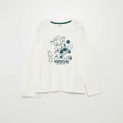 T-shirt imprim    col rond Blanc