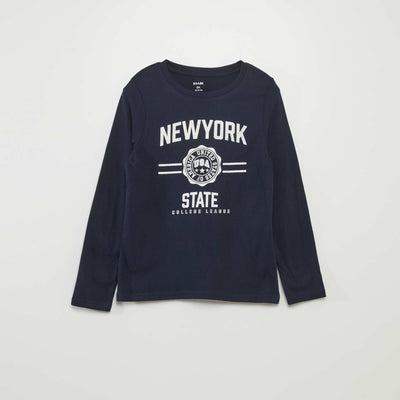 T-shirt imprim    col rond Bleu marine