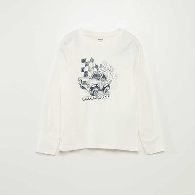 T-shirt imprim    col rond Blanc