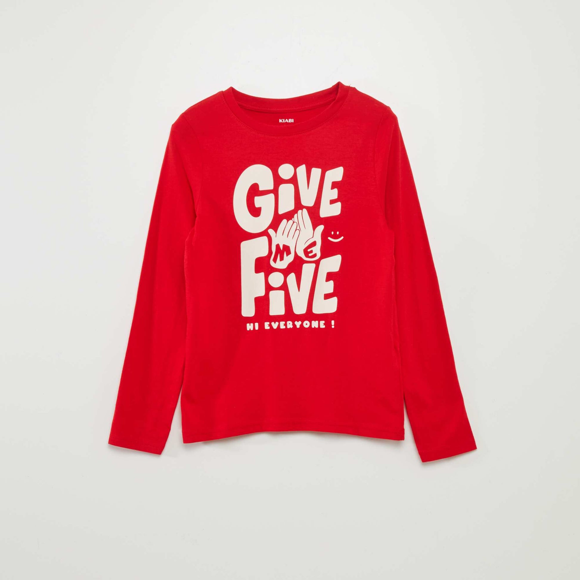 T-shirt imprim col rond Rouge