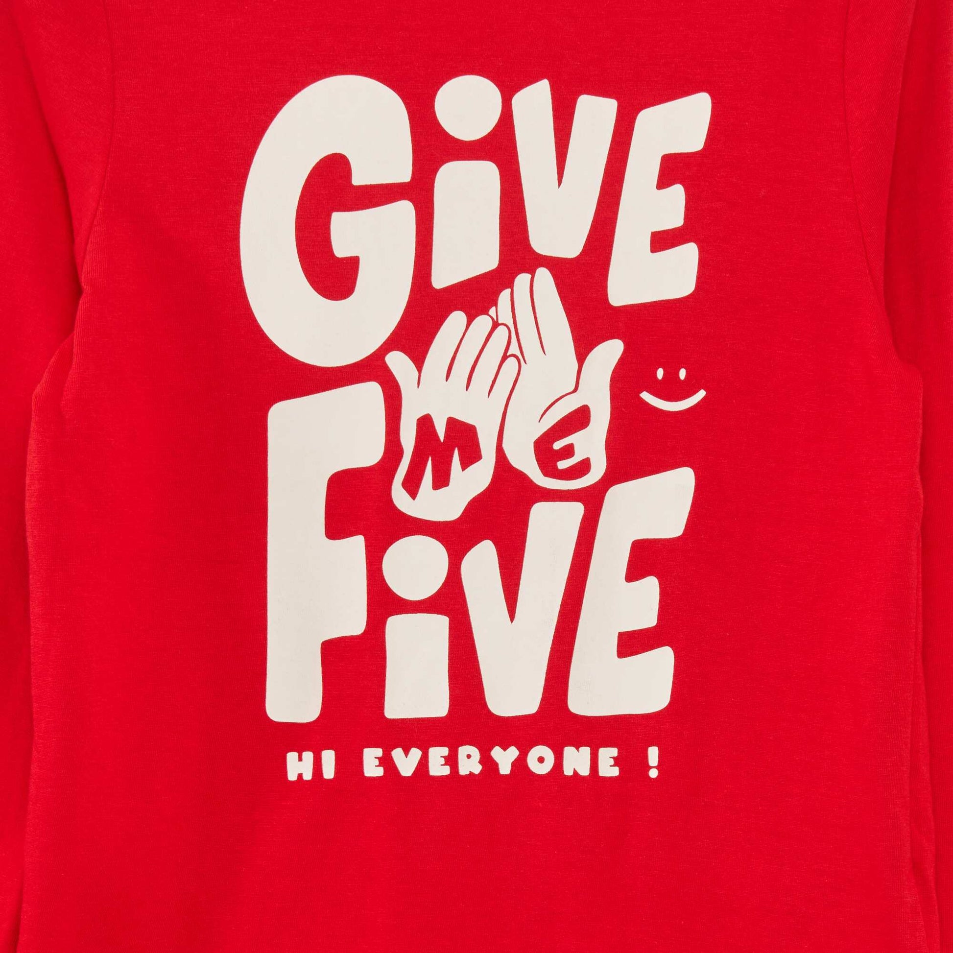 T-shirt imprim col rond Rouge