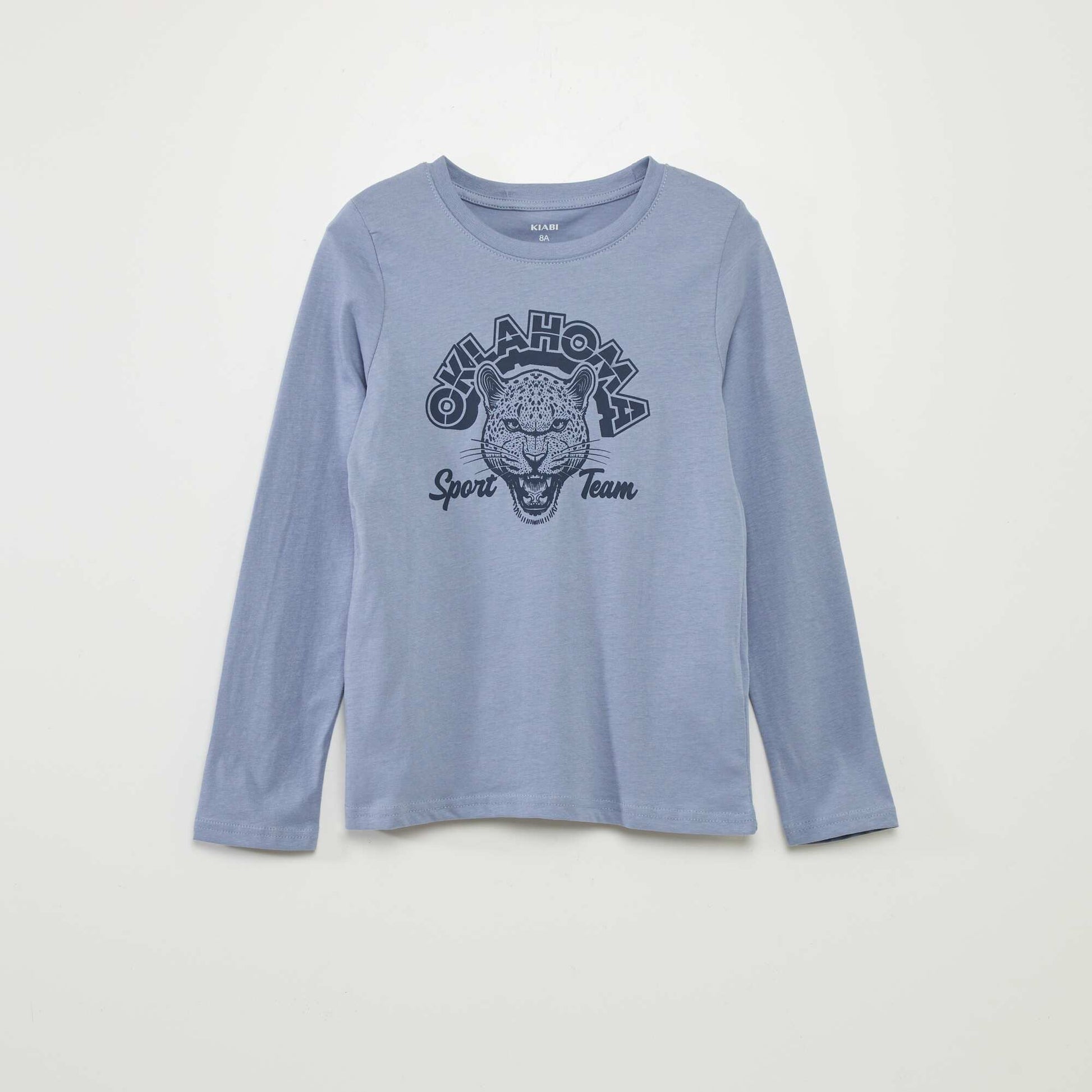 T-shirt imprim col rond Bleu
