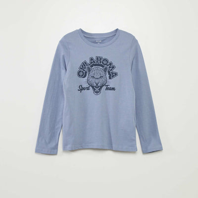 T-shirt imprim    col rond Bleu