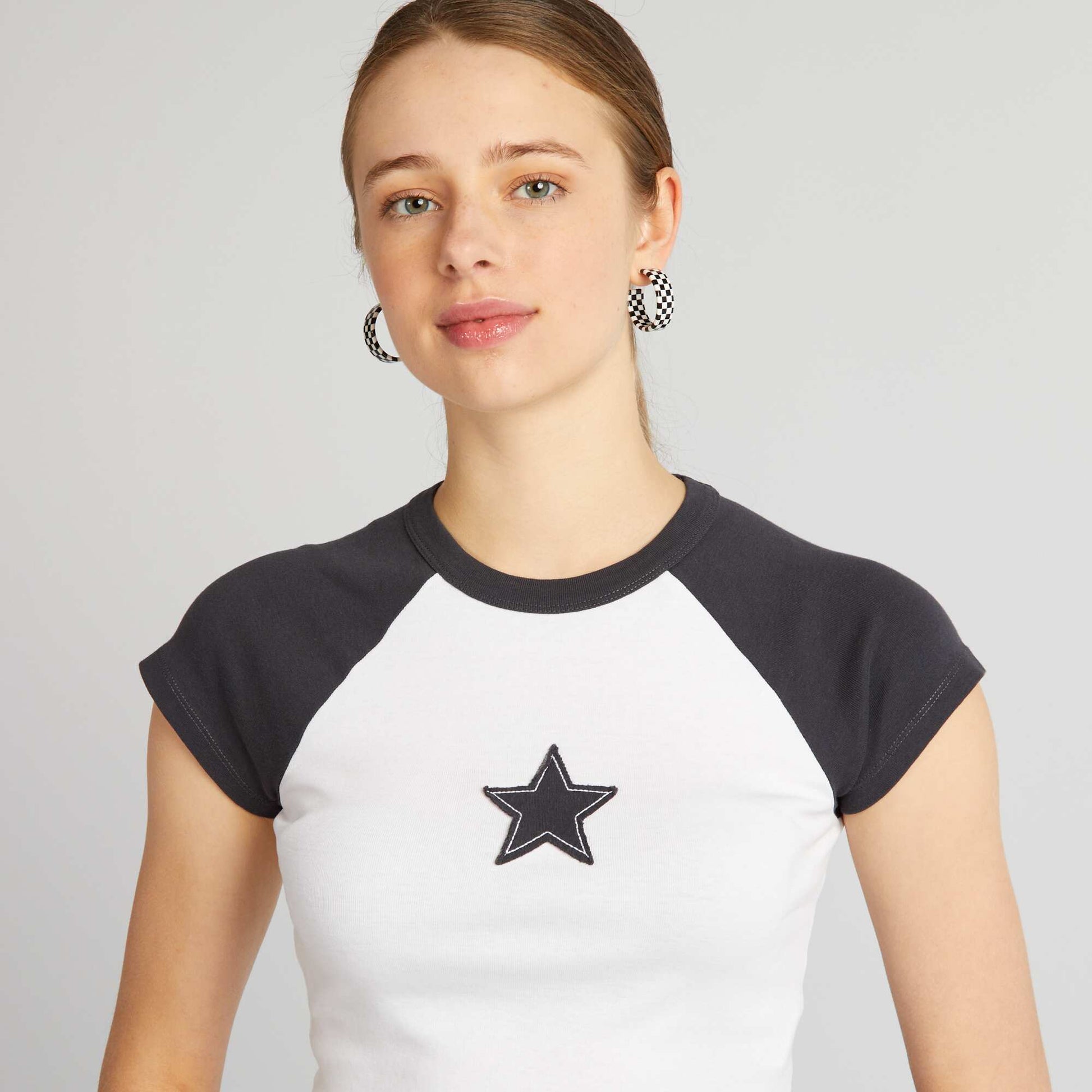 Crop top en jersey avec toile Noir
