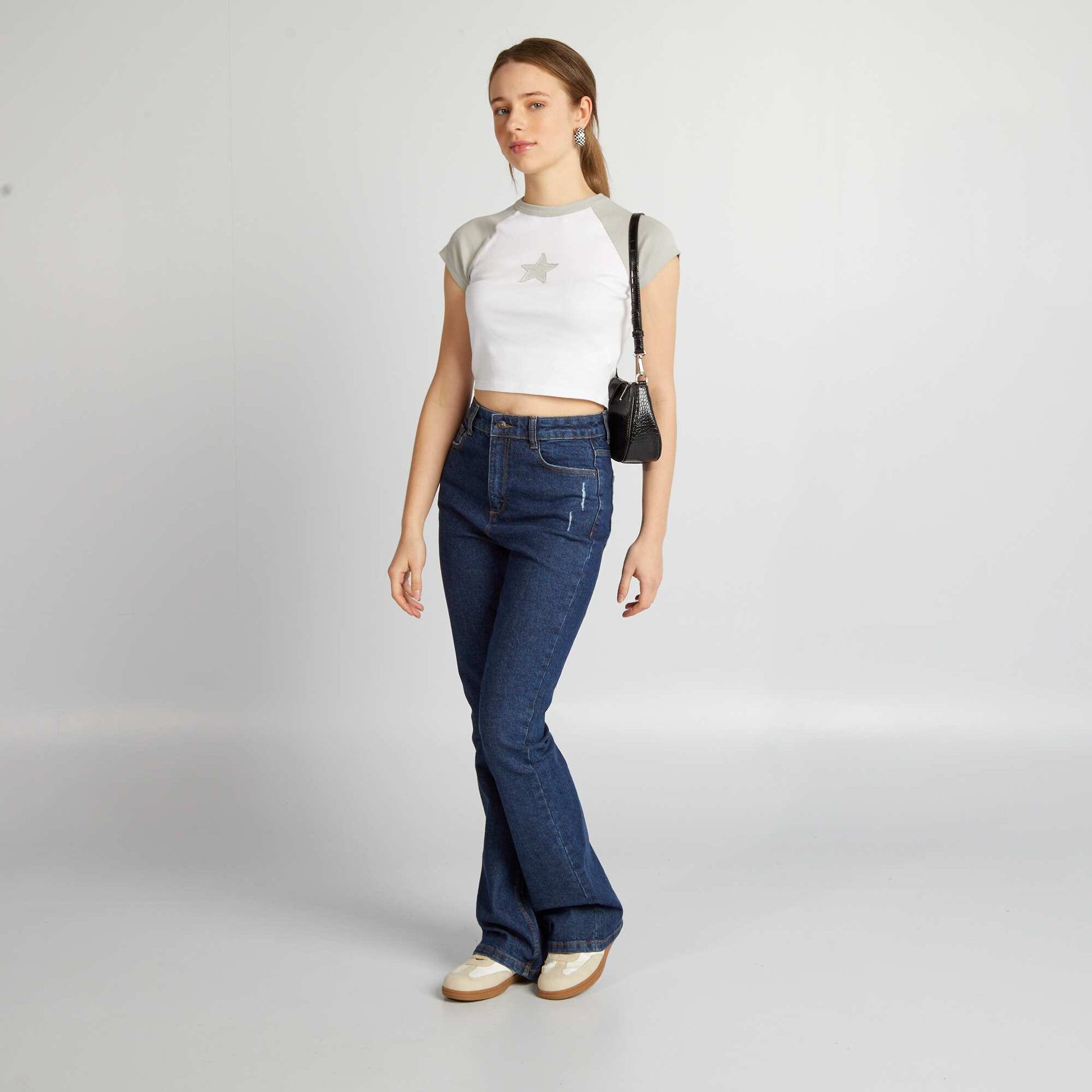 Crop top en jersey avec toile gris