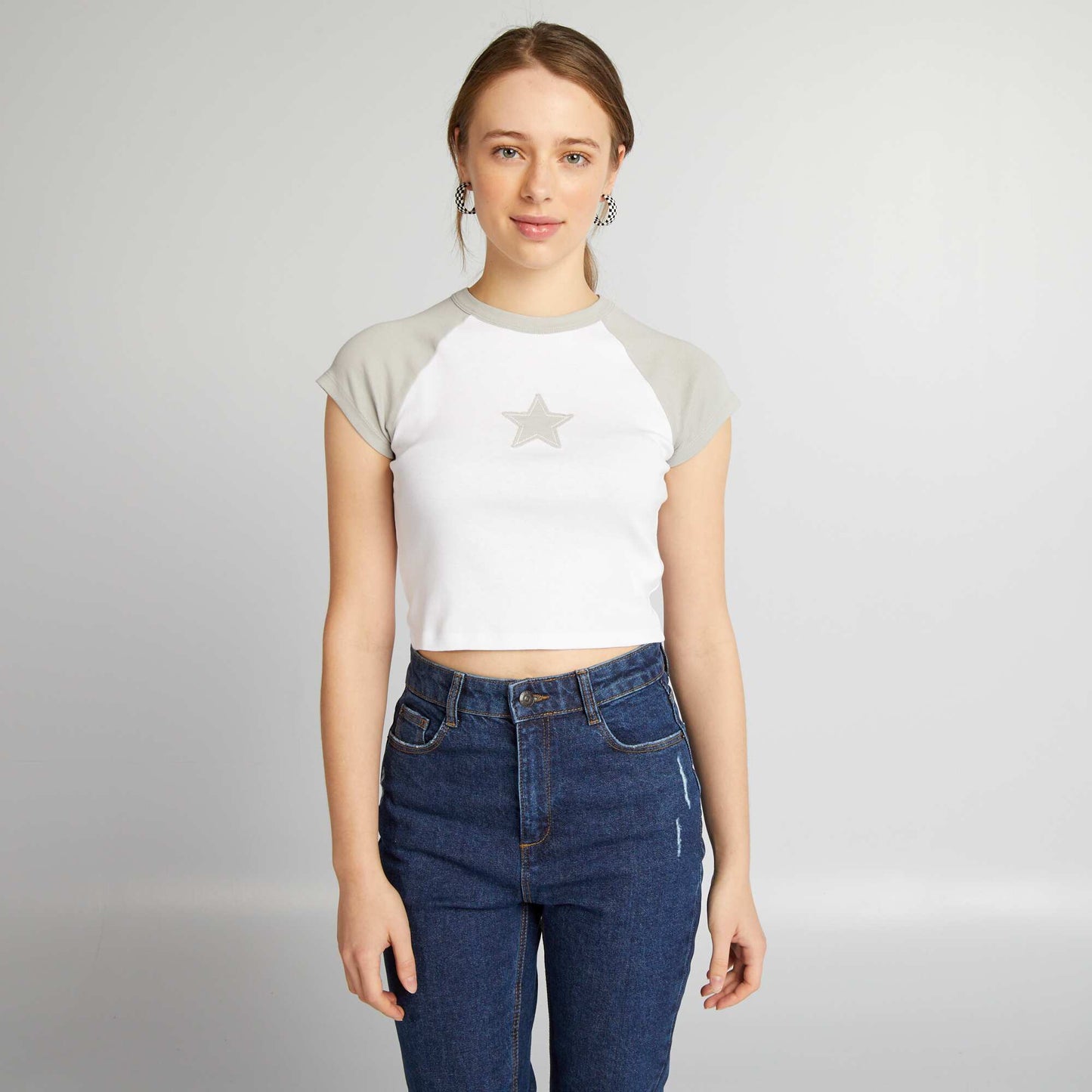 Crop top en jersey avec étoile gris