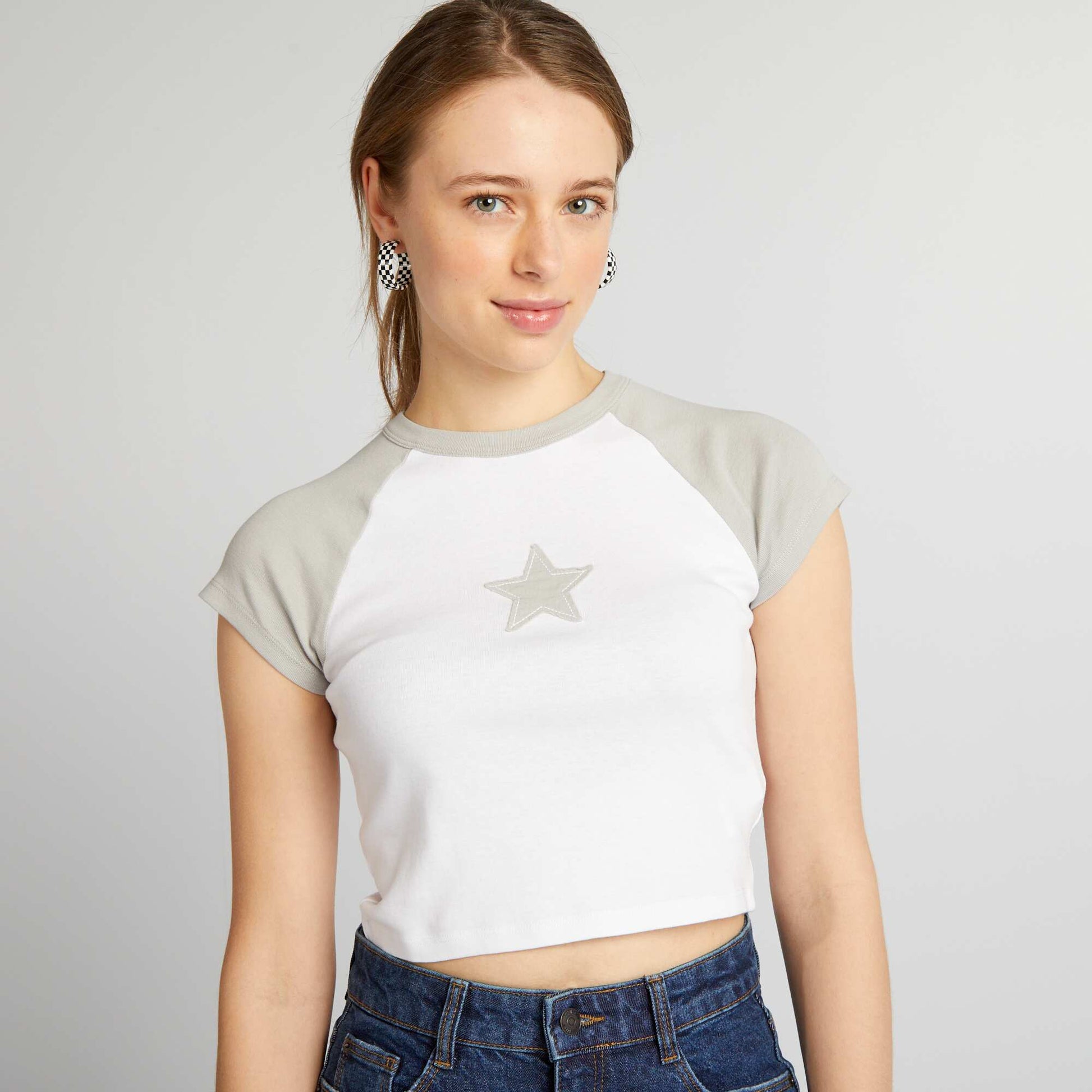 Crop top en jersey avec toile gris