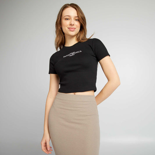 Crop-top c tel uni 'Santa Monica' Noir