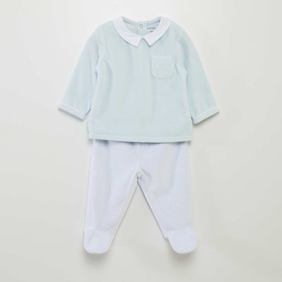 Pyjama 2 pi ces en velours Bleu/blanc
