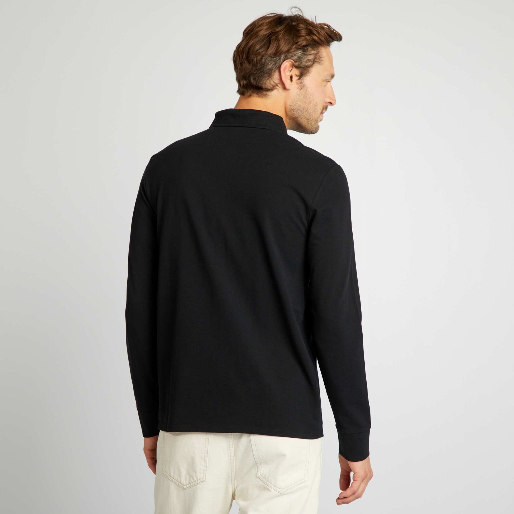 Polo en piqu de coton noir