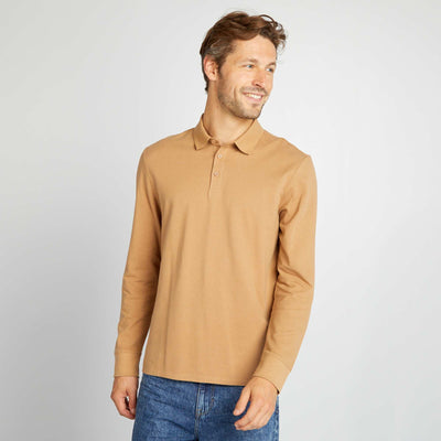 Polo en piqu de coton Beige