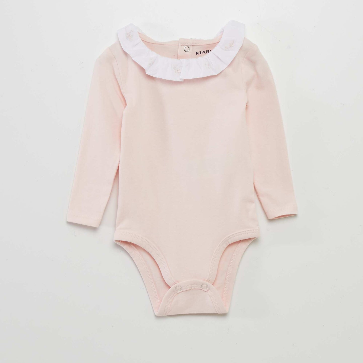 Lot de 2 bodies manches longues avec collerette Blanc/rose