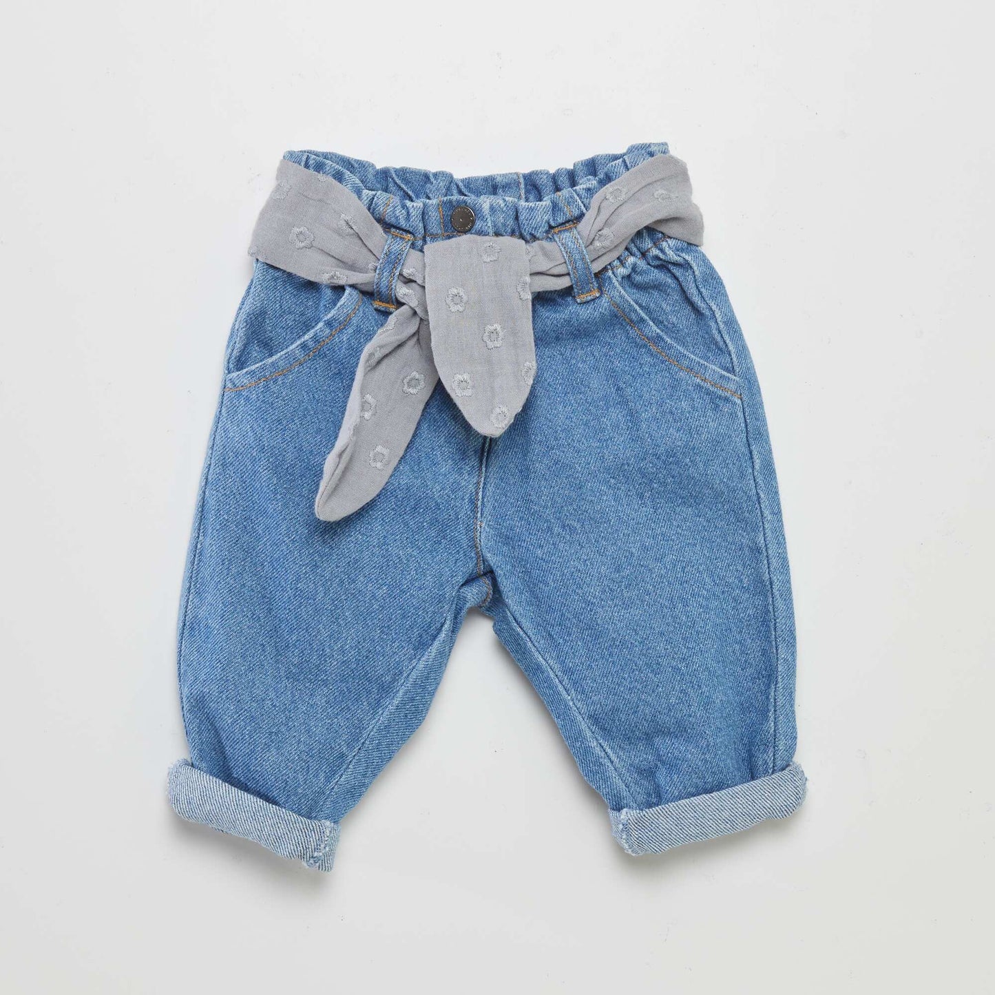 Jean paperbag avec ceinture Bleu