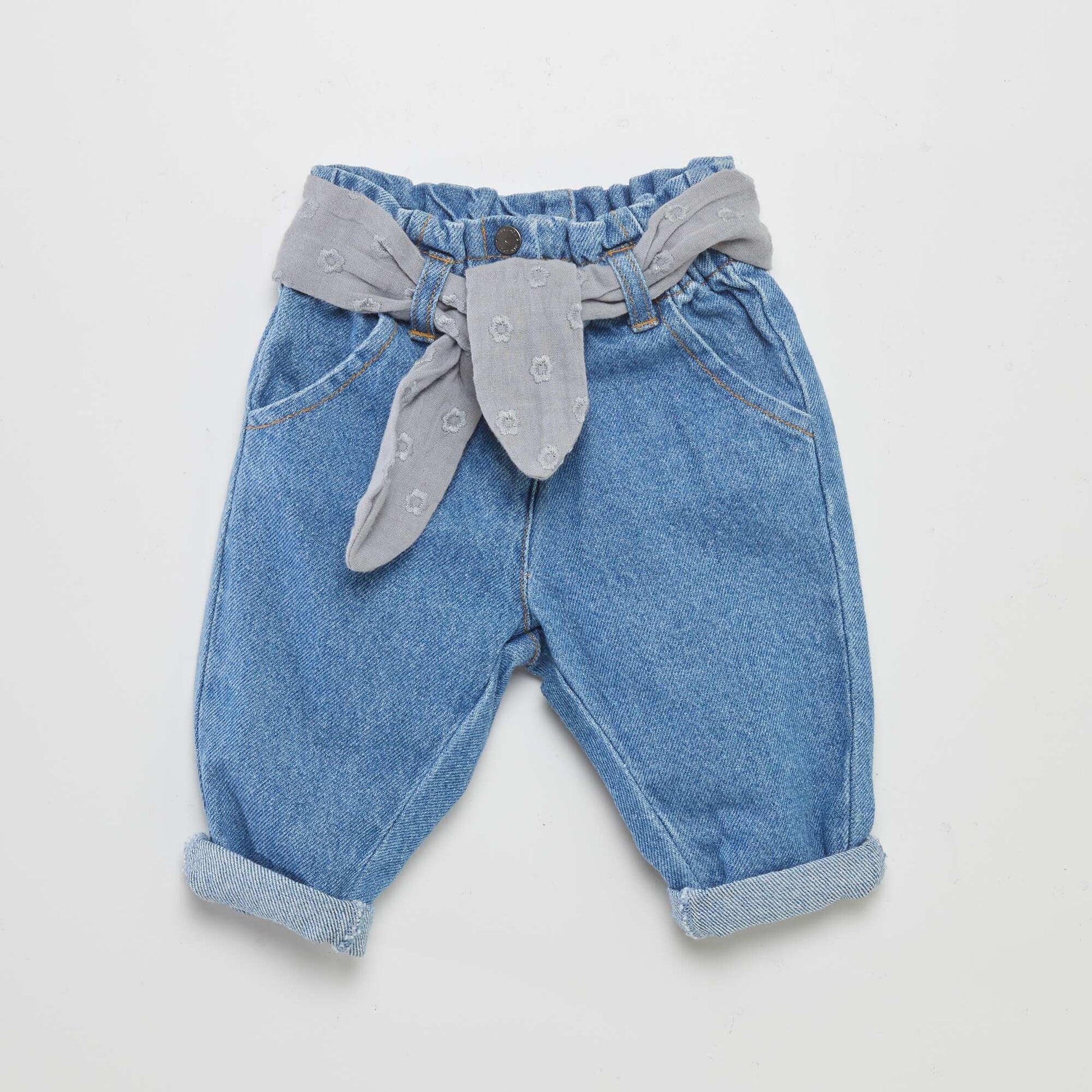 Jean paperbag avec ceinture Bleu