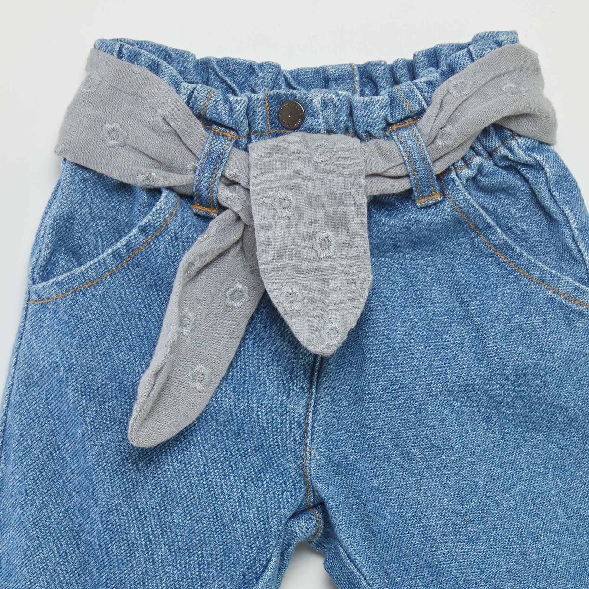 Jean paperbag avec ceinture Bleu