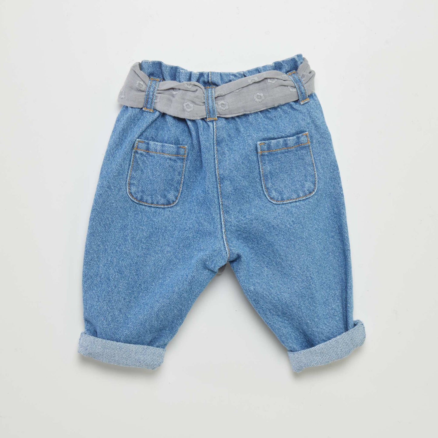 Jean paperbag avec ceinture Bleu