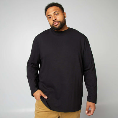 T-shirt pais en maille ottoman uni noir