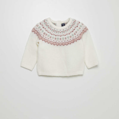 Pull jacquard chaud Blanc