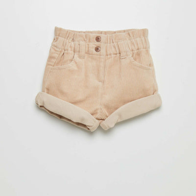 Short paperbag en velours c tel Beige