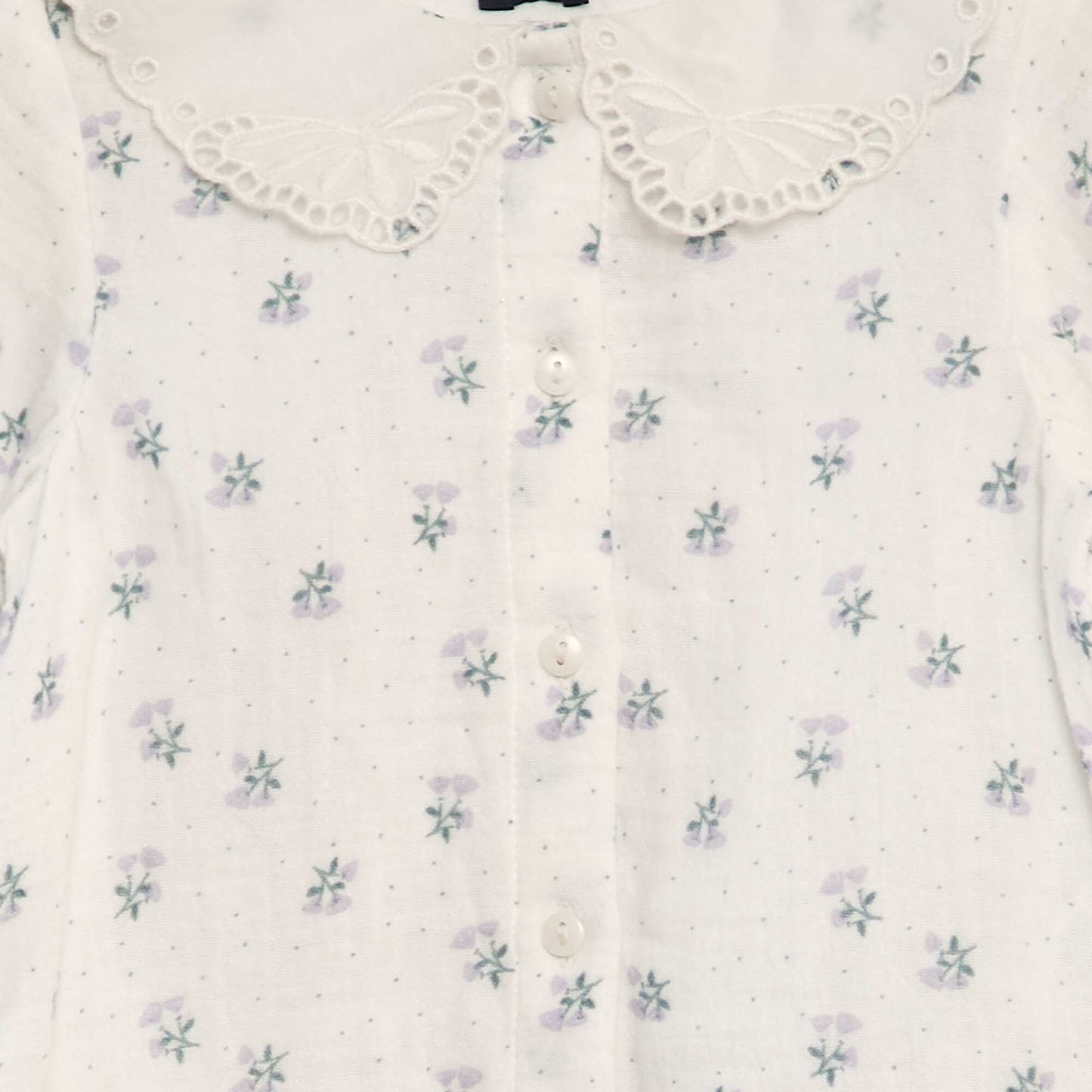 Blouse en gaze de coton avec broderies anglaises Blanc