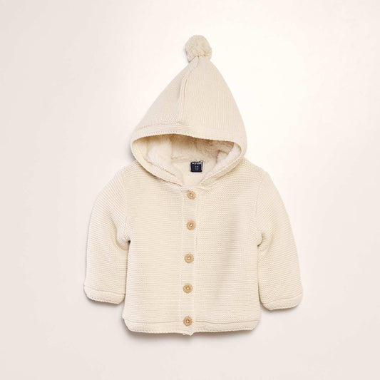 Gilet   capuche doubl  en sherpa Blanc