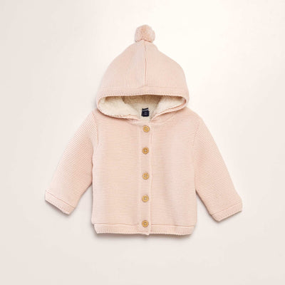 Gilet capuche doubl en sherpa Rose