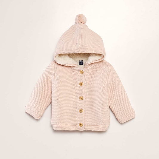 Gilet   capuche doubl  en sherpa Rose