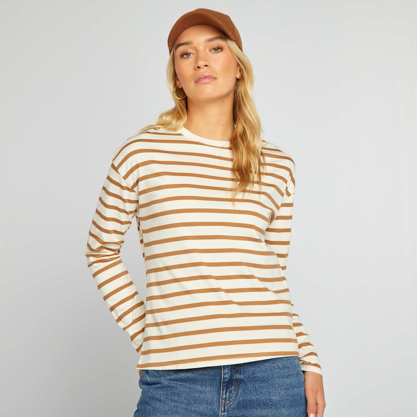 T-shirt oversize manches longues Beige