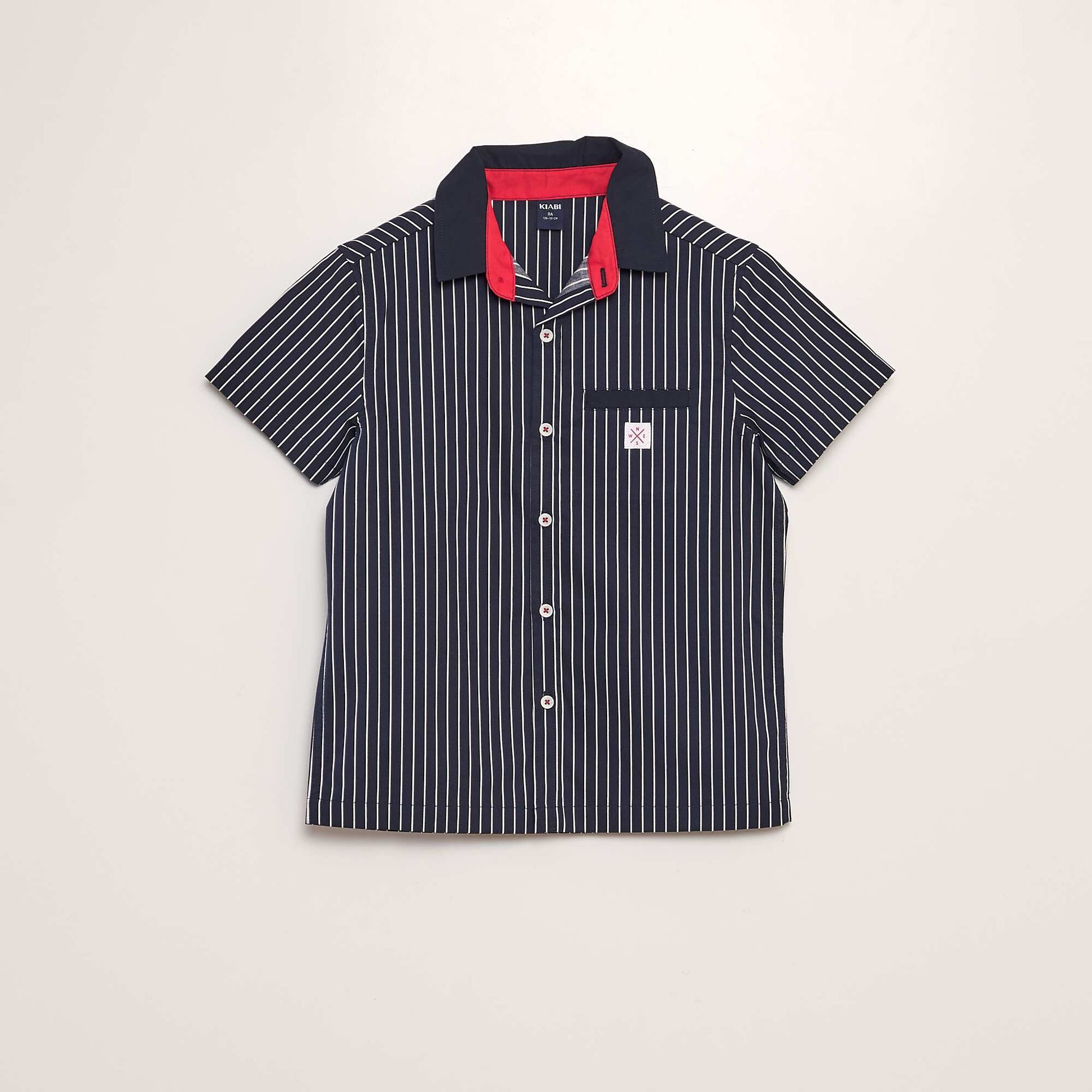 Chemise popeline manches courtes Bleu marine