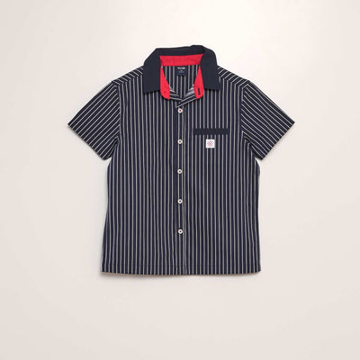 Chemise popeline manches courtes Bleu marine