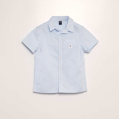 Chemise popeline manches courtes Bleu
