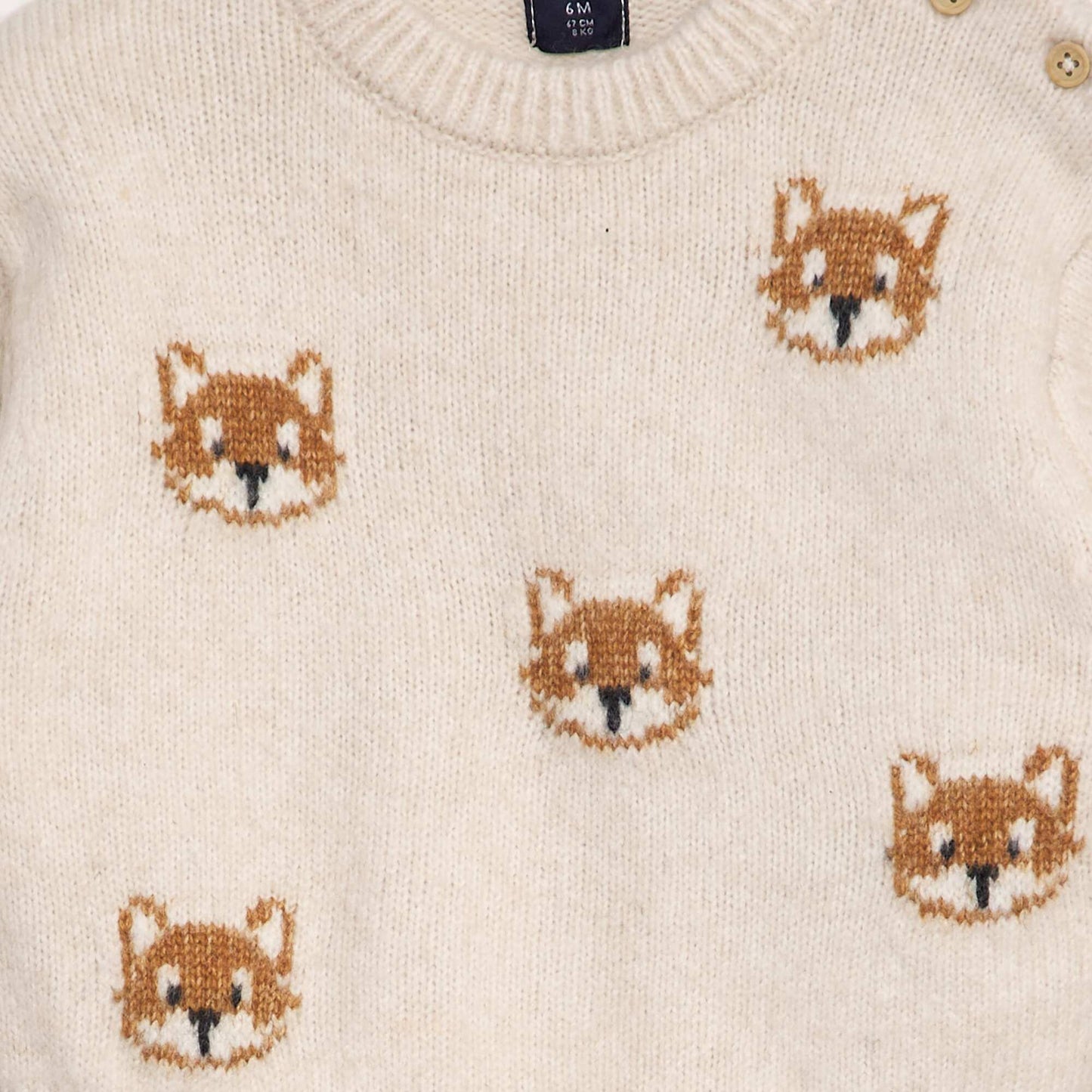 Pull en maille tricot 'animaux' BEIGE