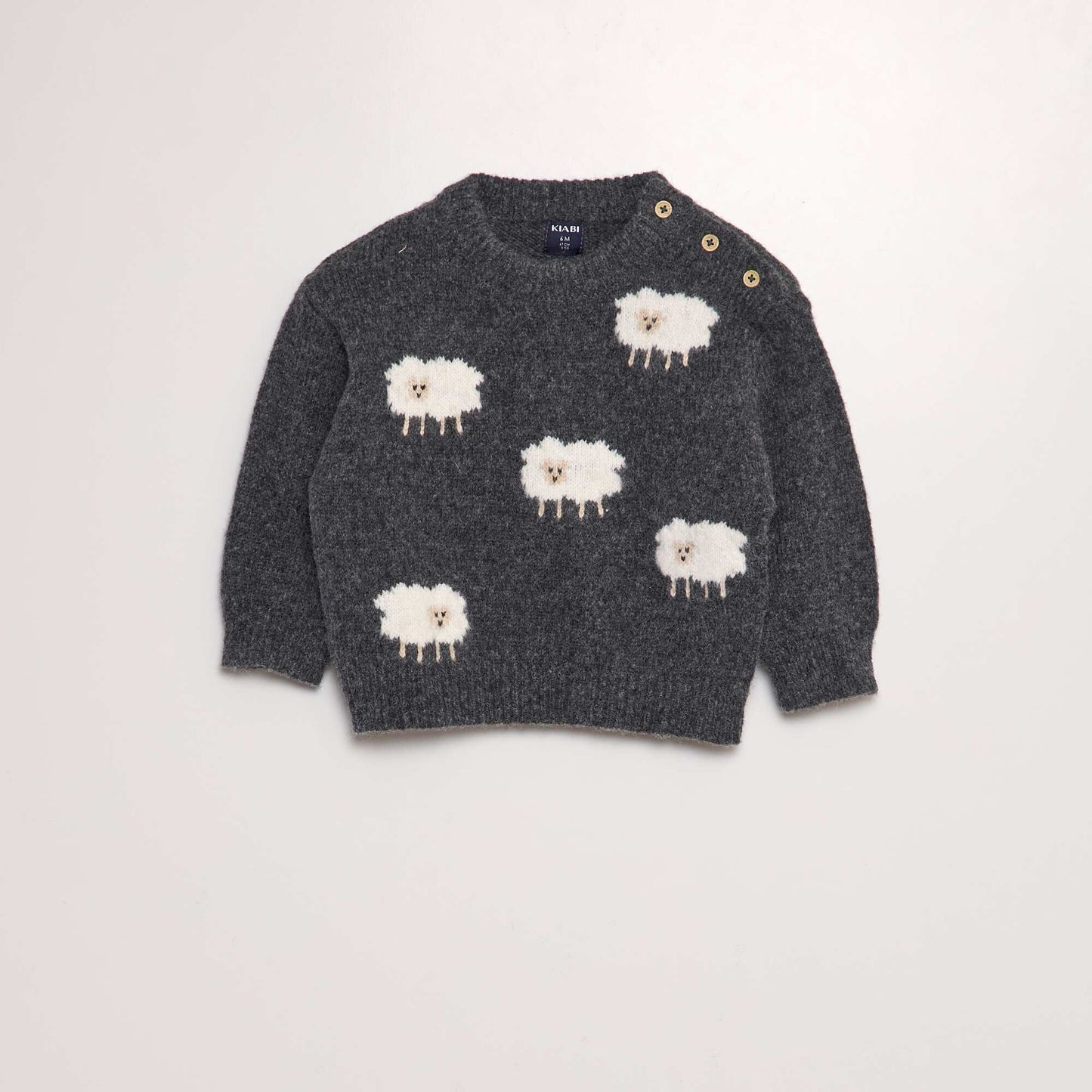 Pull en maille tricot 'animaux' GRIS