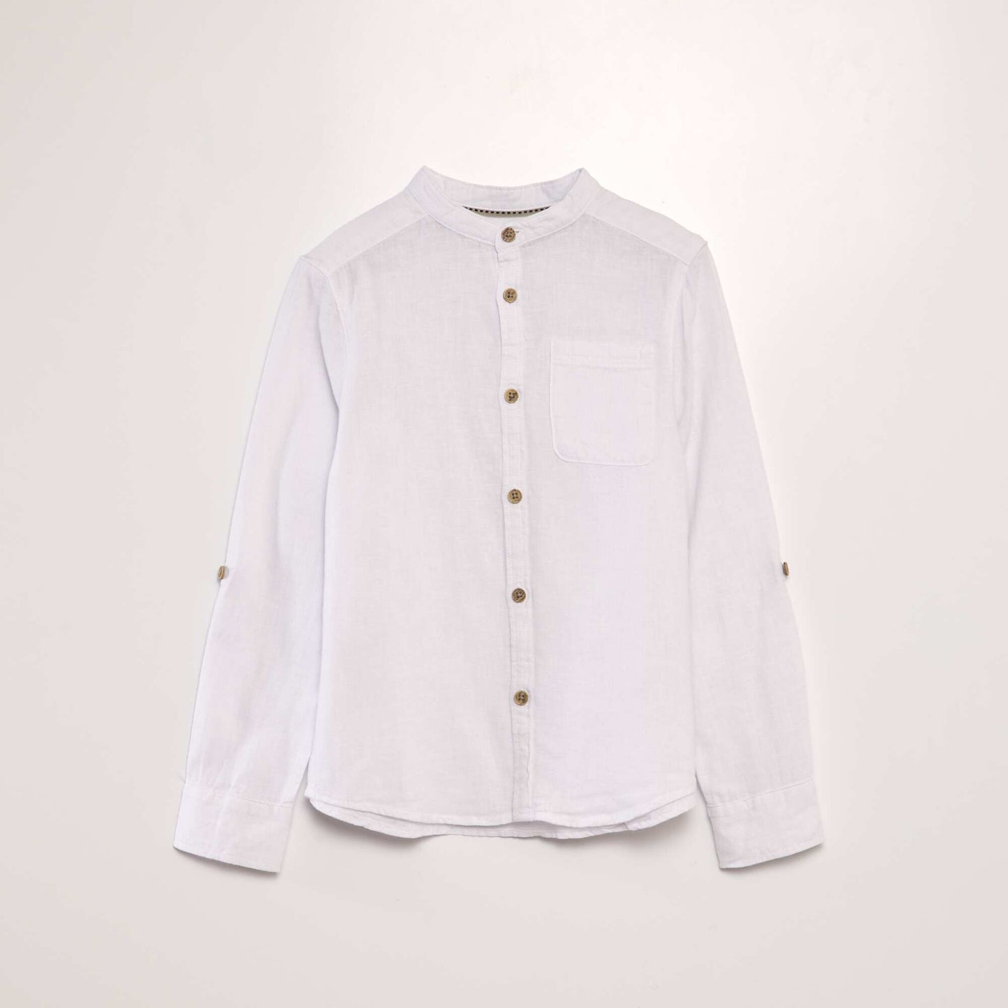 Chemise col mao en lin m lang blanc