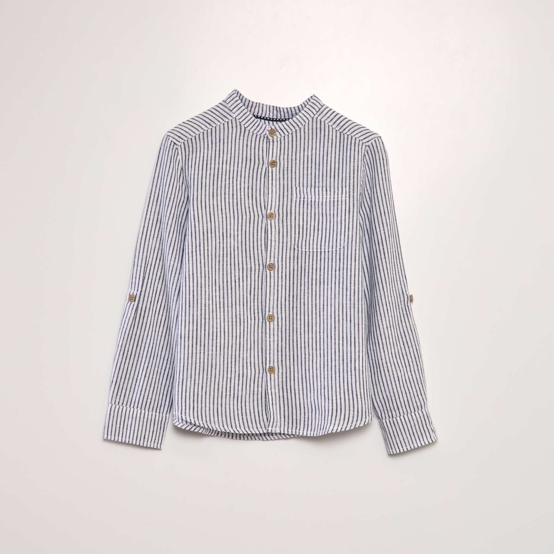 Chemise col mao en lin m lang Bleu