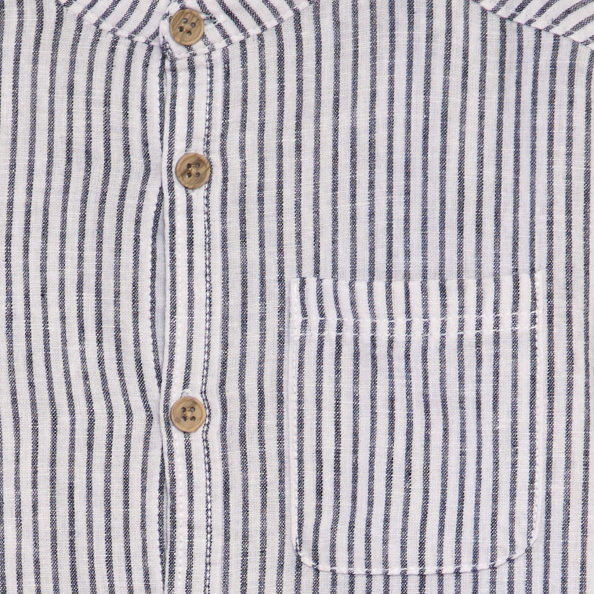 Chemise col mao en lin m lang Bleu