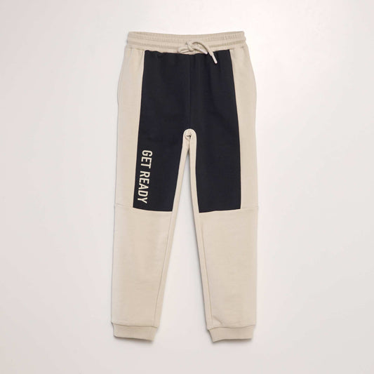 Pantalon de jogging en molleton Beige/noir