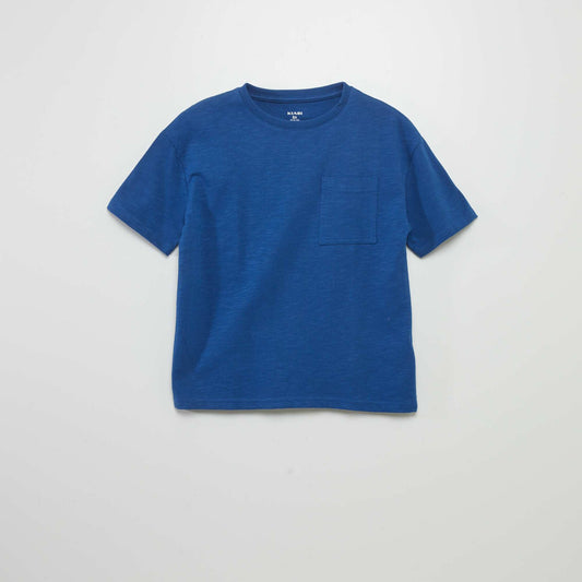 Tee-shirt uni en maille moulin e Bleu