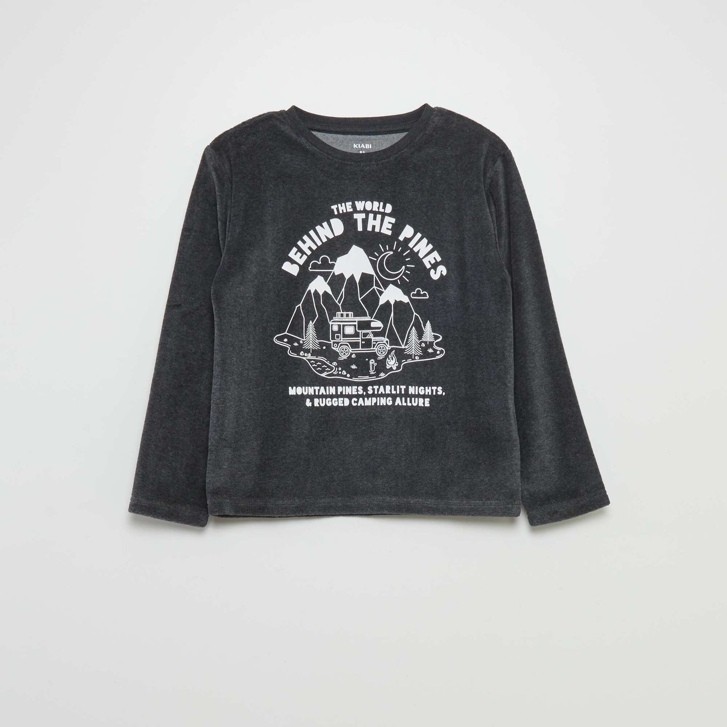 Ensemble pyjama en velours et flanelle - 2 pi ces Gris