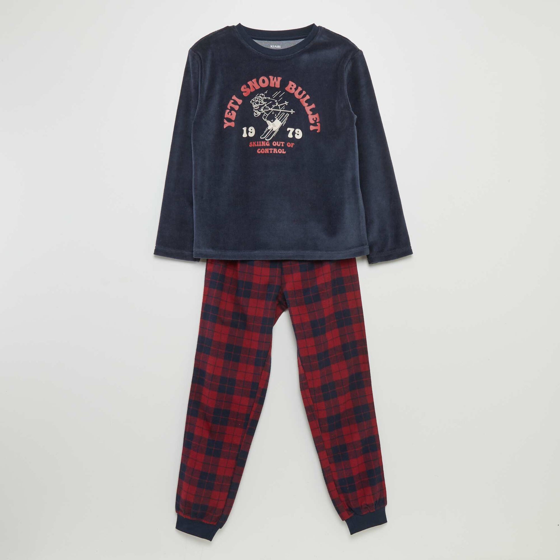 Ensemble pyjama en velours et flanelle - 2 pi ces Bleu